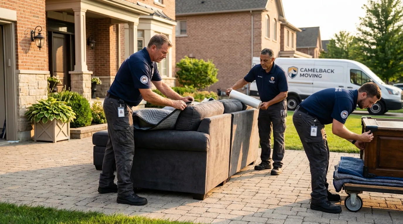 Large estate moving crew wrapping furniture in Spring Lake, MI
